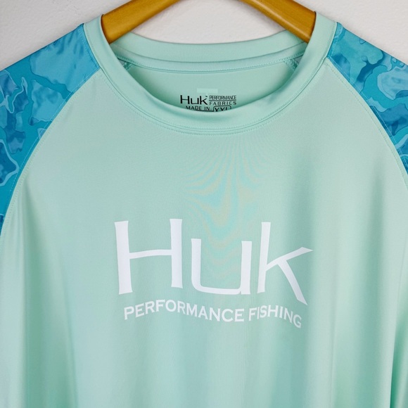 Huk Performance Fishing Shirt Aqua Long Sleeve Quick Dry Size XXL - Picture 2 of 8
